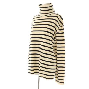 Framework コットンフライスタートルネックカットソー 長袖 ボーダー アイボリー ブラック /DO OS