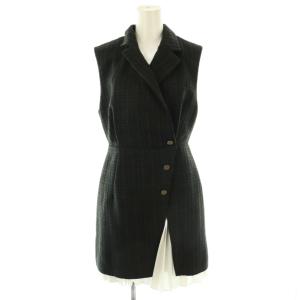 24SS テーラードツイードジャンスカ ワンピース 膝丈 ノースリーブ 1 ブラック /HK OS