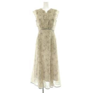 24SS ラインフラワーパイピングワンピース ロング ノースリーブ 0 オフホワイト /MY OS