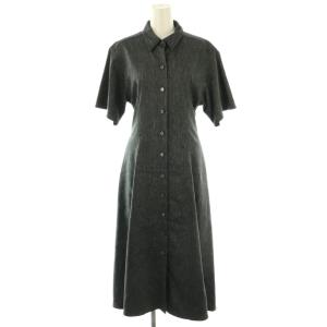 TRAVEL TWILL  ELASTIC BK DR S シャツワンピース ロング P ブラック /DF