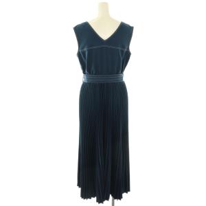 Diagram GRACE CONTINENTAL プリーツステッチワンピース ミモレ ロング ノースリーブ 38 紺 ネイビー /AT OS
