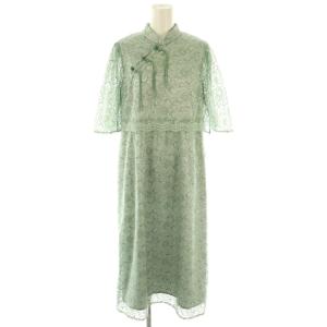 24SS FLOWER LACE DRESS ワンピース 40 グリーン 緑 フラワーレース チャイナカラー