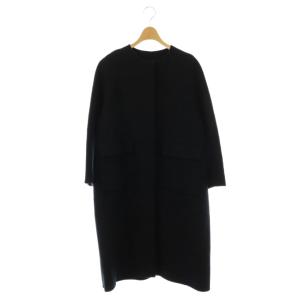 ウールビーバーケヌキノーカラーコート 34 濃紺