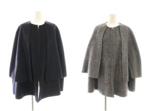 リバーシブル ウールポンチョコート チェック 36 ブラック