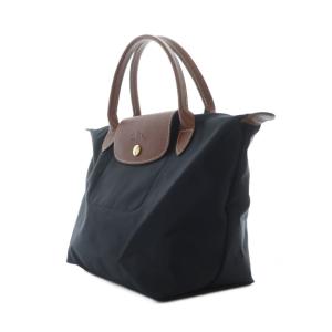 Longchamp ルプリアージュ トートバッグ ミニ ハンド レザー 本革 黒 ブラック ブラウン /RI OS