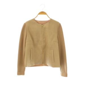 スエード ノーカラージャケット ドッキング 38 ベージュ /CX OS