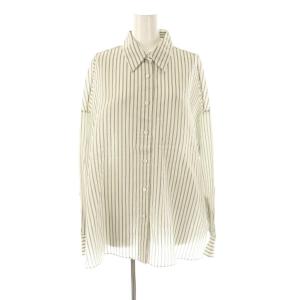 24AW DOUBLE STRIPE SALLY ブラウス 長袖 スタンドカラー 40 白 ホワイト /AT