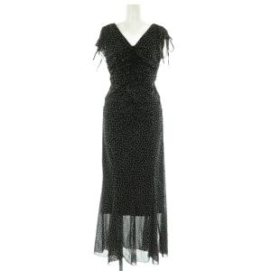 25SS メッシュプリントギャザーワンピース ロング ドット 1 ブラック /MY OS