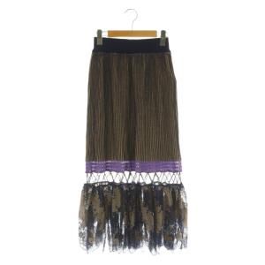 SCALLOP LACE KNIT SKIRT ニットスカート ロング スカラップレース S ネイビー