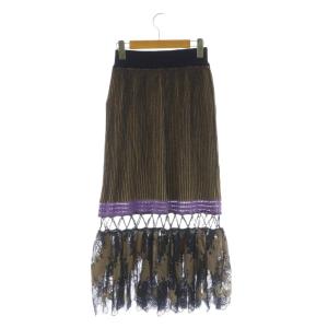 Ameri VINTAGE SCALLOP LACE KNIT SKIRT ニットスカート ロング スカラップレース S ネイビー