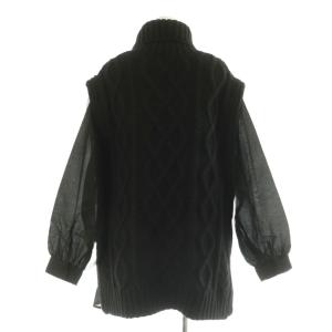 Ameri VINTAGE COTTON CANDY SLEEVE KNIT ニット セーター 長袖 切替 タートルネック F ブラック