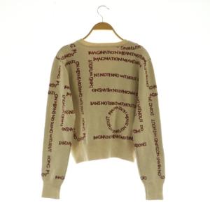 Ameri VINTAGE CHAPLIN MESSAGE LOGO KNIT ニット セーター 長袖 F ベージュ /MY OS