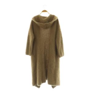 Spick&Span ウール ロングカーディガン ニット 長袖 フード シャギー ブラウン /MY OS