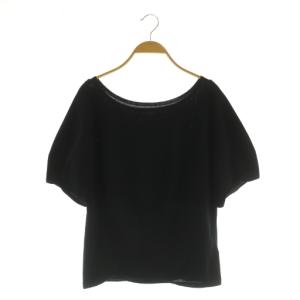24SS CO/PL パフスリーブニット カットソー 五分袖 ボートネック ブラック /MY OS