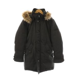 ファーダウンジャケット アウター ジップアップ フード L ダークグレー /DO OS