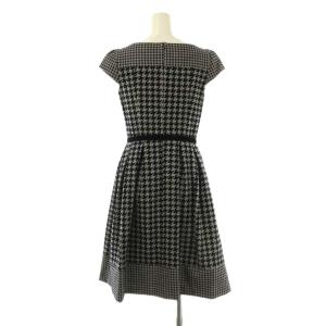 TOCCA フロッキープリント 千鳥格子グレンチェックワンピース 膝丈 半袖 0 黒 ブラック /AT OS