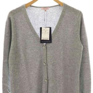 TOCCA フラワー釦 カシミヤロング丈ニットカーディガン ∨ネック XS グレー /AT OS