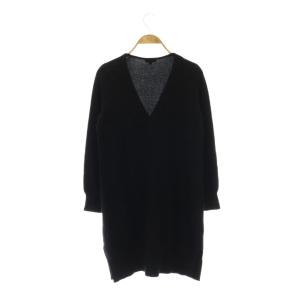 TOCCA フラワー釦 カシミヤロング丈ニットカーディガン Vネック XS 黒 ブラック /AT OS