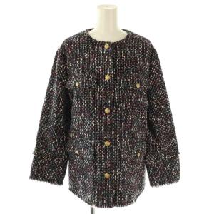 ツィードノーカラージャケット F ダークネイビー マルチカラー /ES OS