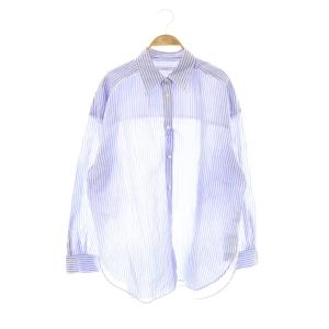 25SS コットンリネンオーバーシャツ ストライプ F ブルー ホワイト /DF OS