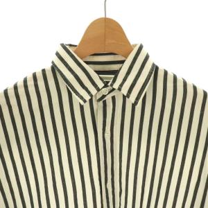 Framework 25SS コットンストライプレギュラーカラーシャツ 長袖 スタンドカラー F 白 ホワイト グレー /AT