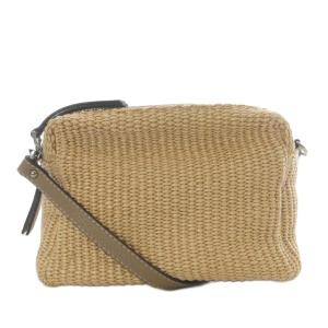 ショルダーバッグ ワンショルダー 斜め掛け ラフィア ミニスクエア ベージュ /YO10