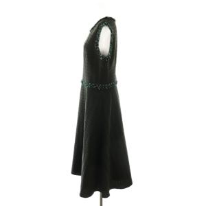 René 24年 ツイードワンピース 38 ブラック グリーン ホワイト 6446250