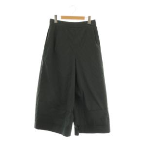 ストライプパンツ ワイド クロップド丈 40 黒 ブラック /AT OS
