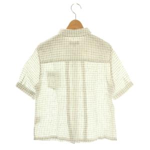 MARGARET HOWELL リネンチェック半袖シャツ スタンドカラー 2 白 ホワイト /AT OS