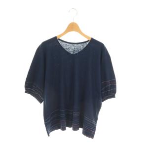 ヘンプコットン半袖ワイドカットソー M 紺 ネイビー /AT OS