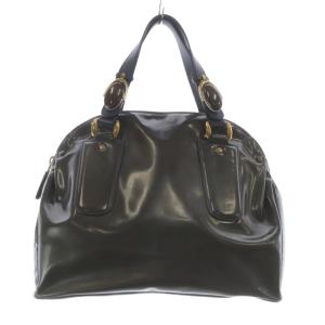 パテントレザー ハンドバッグ トートバッグ カーキ 緑 グリーン /SR OH