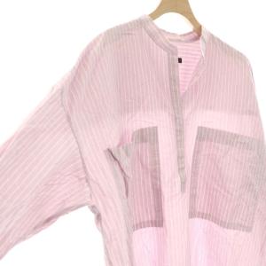 JOURNAL STANDARD 25SS ハードマンズリネン混 スキッパーシャツ 長袖 ピンク ホワイト /ES OS