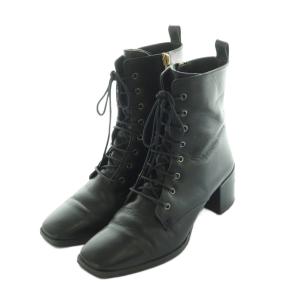 GINZA Kanematsu レースアップ ショートブーツ スクエアトゥ 22.5cm 黒 ブラック 228175 /MI OS