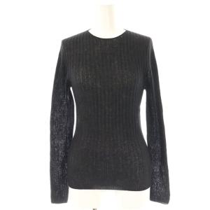 カシミヤシルクホールガーメントリブニット セーター F ブラック /ES OS