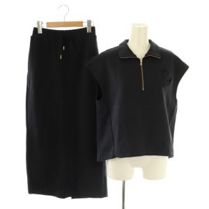 セットアップ ハーフジップカットソー タイトスカート ロング 36 ダークネイビー /DF OS