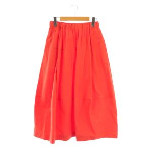 ウェストギャザー切り替えスカート シルク混 オレンジピンク /DO OS