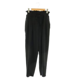 PEライトジョーゼット フロントギャザーゴムトラウザーパンツ テーパード 36 黒 ブラック /AT OS