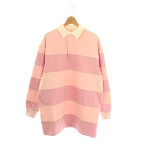 25SS EIMYロゴボーダーラガーシャツワンピース ミニ 長袖 F ピンク /AT OS