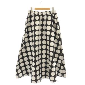 kate spade new york ドットジャガードスカート ロング フレア S 黒 ライトグレー /NR OS