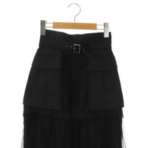 furfur 23AW レースミリタリースカート ロング タイト F ブラック /HK OS