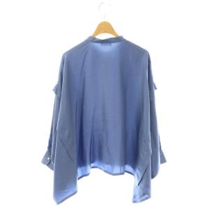 TOMORROWLAND ビー ドルマンスリーブブラウス 長袖 プルオーバー シルク 36 青 /NR OS