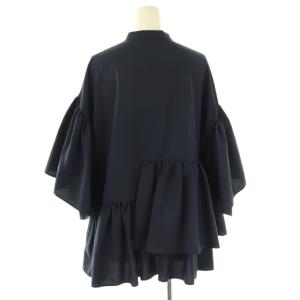 UNITED ARROWS P イレギュラーペプラム ブラウス 五分袖 38 ネイビー /ES OS