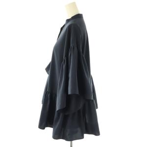 UNITED ARROWS P イレギュラーペプラム ブラウス 五分袖 38 ネイビー /ES OS