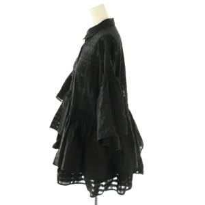 UNITED ARROWS イレギュラー シャーリングブラウス シャツ 38 ブラック /ES OS