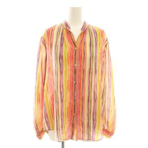 マルチカラーストライプブラウス 長袖 シルク M マルチカラー /AT OS