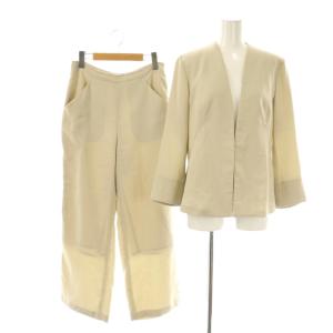 近年モデル アイアスストレッチジャケット パンツ セットアップ ノーカラー ワイド M ベージュ /CX