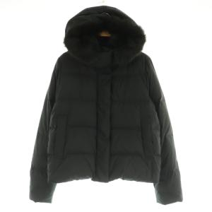 ラビットフードストレッチショートダウン ダウンジャケット 36 ブラック /MY OS