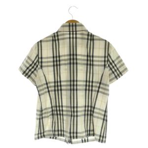 BURBERRY LONDON 半袖 チェックシャツ ロゴ刺繍 40 アイボリー /MY OS