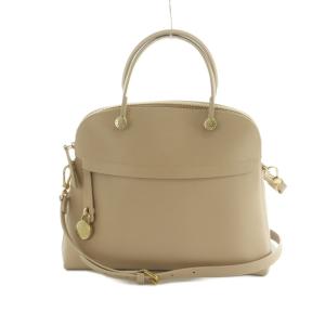 2WAY ショルダーバッグ ハンドバッグ レザー ピンクベージュ /MI OS