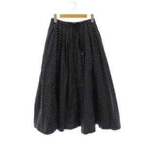 ビームスボーイ別注 ドット ロングスカート フレアスカート F ネイビー ホワイト /DF OS